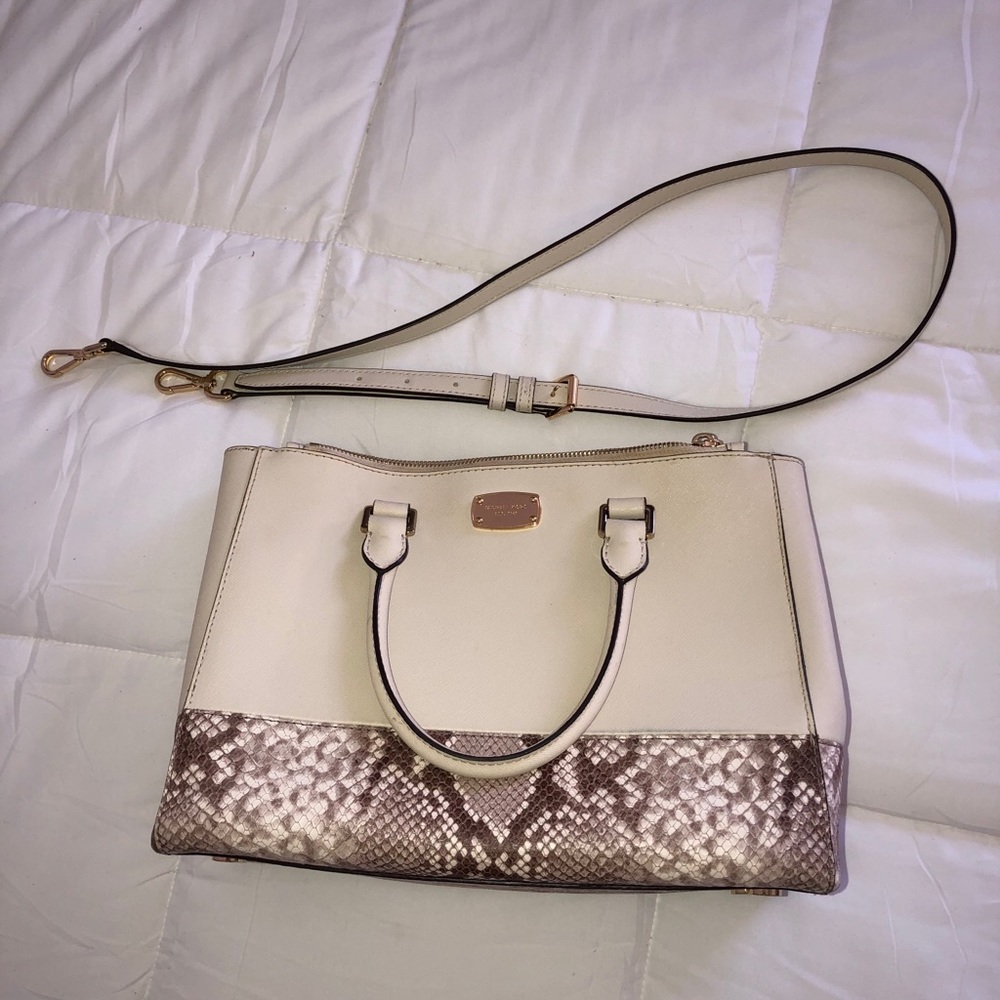 MK MD KELLEN EMBOSSED SNAKESKIN SATCHEL